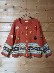 * 刺繍 ヴィンテージ カーディガン