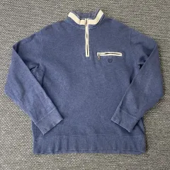 ポロ CHAPS ネイビー ハーフジップ コットン ロングスリーブ L