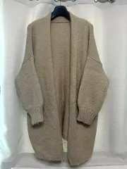ベージュ カラー フリーサイズ ルーズフィット カーディガン ロング丈