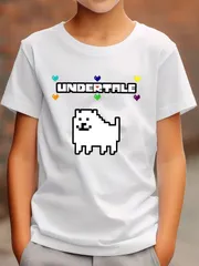 送料無料 ジュニア（アンダーテール ブラック）熱転写3Dプリント面白いTシャツ パロディ 子供服 男の子 女の子 小学生 中学生 半袖 夏「背面印刷可､備考必須」