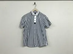 本物フラボアFRAPBOISコットンストライプ柄半袖シャツメンズサーフアメカジミリタリーストリートスケーターワークビジネススーツモードゴルフドレス1S白ホワイトグレーのサムネイル