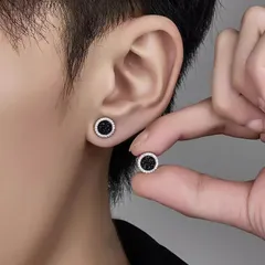 マグネットピアス ピアス イヤリング マグピ 簡単装着 磁石 ノンホール 9.5㎜ 両耳用 キラキラ ブラック