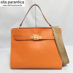美品★sita parantica ストラップ コンビバッグ 22AW 2Way ショルダー ハンドバッグ キャメル シータパランティカ★