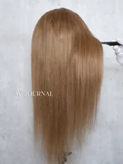 人毛100%フルウィッグ｜ライトアッシュブラウン｜耳が出せる・自然なもみあげ