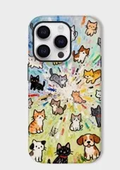 カラフル猫柄 iPhoneケース（iPhone13/14/15ProMax/16Pro/17ProMax対応）