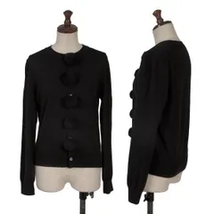 ブラックコムデギャルソンBLACK COMME des GARCONS ボンボン装飾ウールニットカーディガン 黒Sのサムネイル