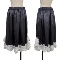 コムデギャルソン ガールCOMME des GARCONS GIRL レース切替ポリサテンスカート 紺白Sのサムネイル