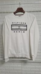 実寸M Tommy Hilfiger トミーヒルフィガー デニム 白 ビックロゴプリンティング スウェット スウェット オーバーサイズ M