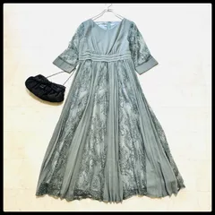 アサクラ レース切替プリーツフレアドレス 結婚式 パーティー モカグリーン