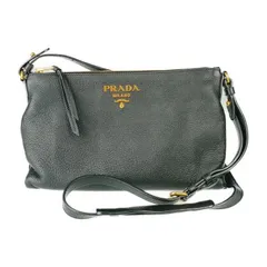 美品 PRADA プラダ ショルダーバッグ クロスボディバッグ 1BH050 ブラック ゴールド金具 VIT.DAINO レザー レディース 替えストラップ付き