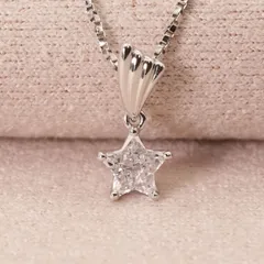 希少 スターシェイプ ダイヤ 0.288ct プラチナ ネックレス/25-719S