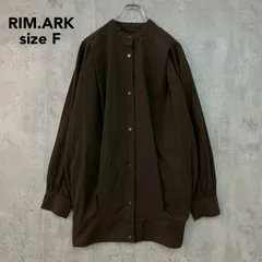RIM.ARK リムアーク 460HAS30-0901 コットン 100% ブラウン 裾ギャザー デザイン ブラウス シャツ チュニック バンドカラー スタンドカラー ロングスリーブ ボリュームスリーブ パフスリーブ 茶色 フリーサイズ ★ ■◇のサムネイル