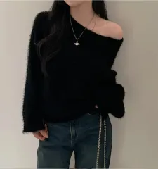 Cream Cheese Market(クリームチーズマーケット) ) ヌーディ パインニードル リップネック オフショルダー ニット