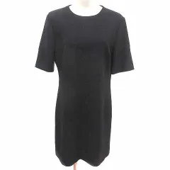 ザラ ZARA ワンピース ひざ丈 半袖 L 黒 ブラック /YK