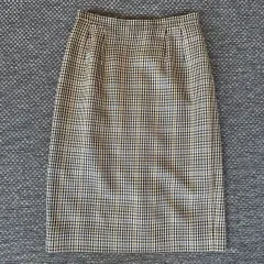 ( 26 ) BURBERRY(バーバリー ) ブラウンチェック ウール スカート ミディ丈