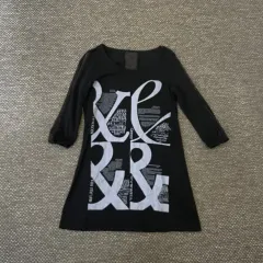 Vintage 黒 シースルー ポイント 7 富 ワンピース Tシャツ