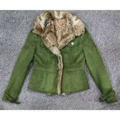 ヴィンテージ Y2K スエード レオパード ファー ジャケット