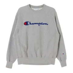 M Champion(チャンピオン) 裏起毛 グレー ロゴ パーカー スウェットシャツ