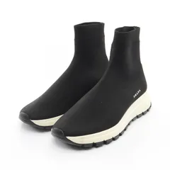 プラダ PRADA スニーカー ソックススニーカー ハイカットスニーカー ロゴ 1T715L ブラック ファブリック ハイカットソックススニーカー レディース Used A