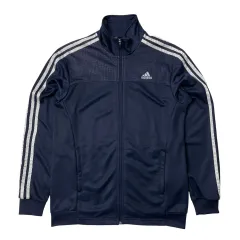 アディダス 3本線 トラックジャージ ジップアップ ジャージ ネイビー 100