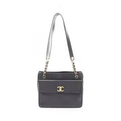 シャネル CHANEL トートバッグ ココマーク ブラック レザー カーフ（牛革） ココマーク ショルダートート レディース Used B