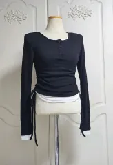 肩パッド レイヤード スパン糸 シャーリング Tシャツ