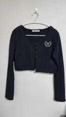 春 秋 ケーブル編み クロップド ショート ニット カーディガン