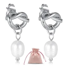 【新品】 パール ピアス レディース 人気「唯一の愛」天然淡水真珠 ピアス k18金 揺れる イヤリング 金属アレルギー対応 母の日 女性 小顔 シンプル おしゃれ カジュアル 上品 母の日ギフ (シルバー) 1