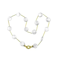 【新品】 [月亮真珠] 16MM バロック 真珠 ネックレス 50CM 通販 人気 淡水パールネックレス レディース ジュエリー おしゃれ 女性用 六月 誕生石 プレゼント (White) 0