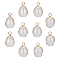 【新品】 淡水パール ビーズ パール 楕円形 自然 10個入り パールパーツ ネックレス イヤリング チャームパーツ ハンドメイド 穴有り DIY材料 1