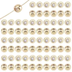 【新品】 ロンデルビーズ50個セット 円形 スペーサービーズ ゴールド 両穴 ビーズパーツ アクセサリーパーツ ブレスレットネックレス用 ジュエリー作り 0