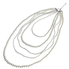 【新品】 [ドナリー] 3連 5連 真珠 パール ネックレス 結婚式 セット ロング 白 フォーマル 可愛い レディース (5連 ロング) 1