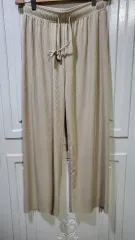 アイボリー ワイドパンツ ズボン ストレートパンツ フルレングス パンツ ベージュ パンツ コットンパンツ