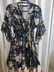 夏 シフォン ワンピース フリーサイズ 77 まで 可能