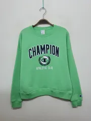 (XL) チャンピオン ビックロゴ スウェット 緑 起毛 スウェット シャツ