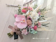 ✿春色ブーケ✿桃色ピンクホワイトのブーケ✿ドライフラワーブーケ✿前撮り✴ウェディングフォト✴プレゼント✴スワッグ✴結婚式