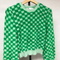 ZARA(ザラ) クロップドTシャツ チェック アンゴラ ニット