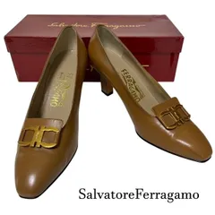 サルヴァトーレフェラガモ Salvatore Ferragamo パンプス ダブルガンチーニ レザー 7C 24.5cm前後