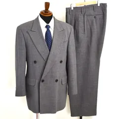 MEN'S TENORAS 4つボタン ダブルスーツ L YA7 ダークグレー ストライプ 袖口3つ釦 開き見せ TE-9041 夏物 春夏 6XC035 【送料無料】【中古】【メンズビジネス】202603のサムネイル