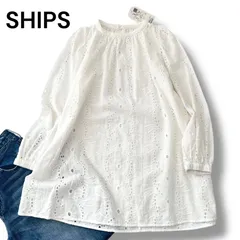 シップスエニィ SHIPS any フラワー カットワーク ブラウス チュニック 白 コットン100% ウォッシャブル 洗える フリーサイズ 新品タグ付き ナチュラル フェミニン 春夏 6M050のサムネイル
