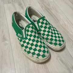 VANS(バンズ) チェッカーボード スリッポン グリーン 240