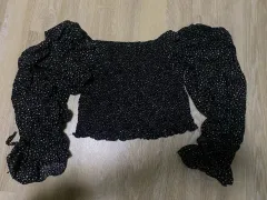 クロップドブラウス フラワーブラウス パフスリーブ ブラウス