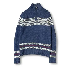 トミーヒルフィガー コットン ウール ハーフジップ ニット