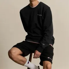 チャンピオン スモール スクリプト ロゴ クルーネック スウェットシャツ Black L