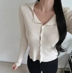 フィット修正 レディース 華奢 デイリー ビスコース ラペル KARA（カラ） ゴージ ニット カーディガン