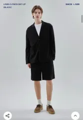 リニューアル リネン 3 ピース セットアップ_ブラック xl