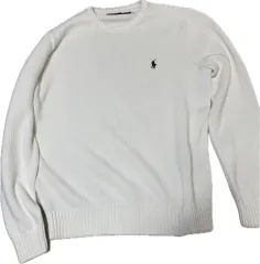 POLO RALPH LAUREN ポロラルフローレン コットン クルーネック ニット 白 M