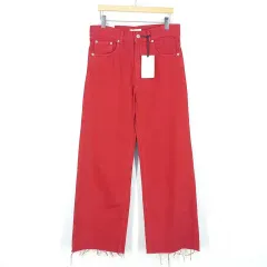 ZARA(ザラ) レディース ハイウエスト ストレート デニムパンツ 赤 ( HU36640 )