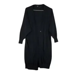 F5961 UNIQLO(ユニクロ) レディース S 黒 季節の変わり目 ロング カーディガン/ダート