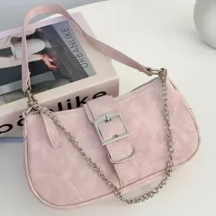 ショルダーバッグ ヴィンテージ ピンク バッグ バックル バッグ